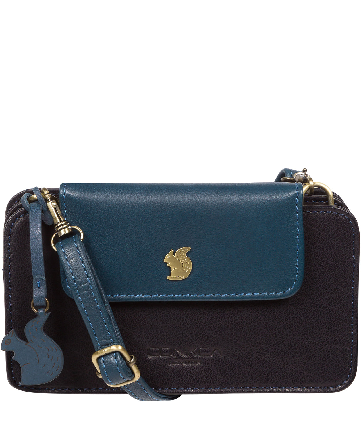 'Little Wonder' Navy & Snorkel Blue Leather Cross Body Clutch Bag