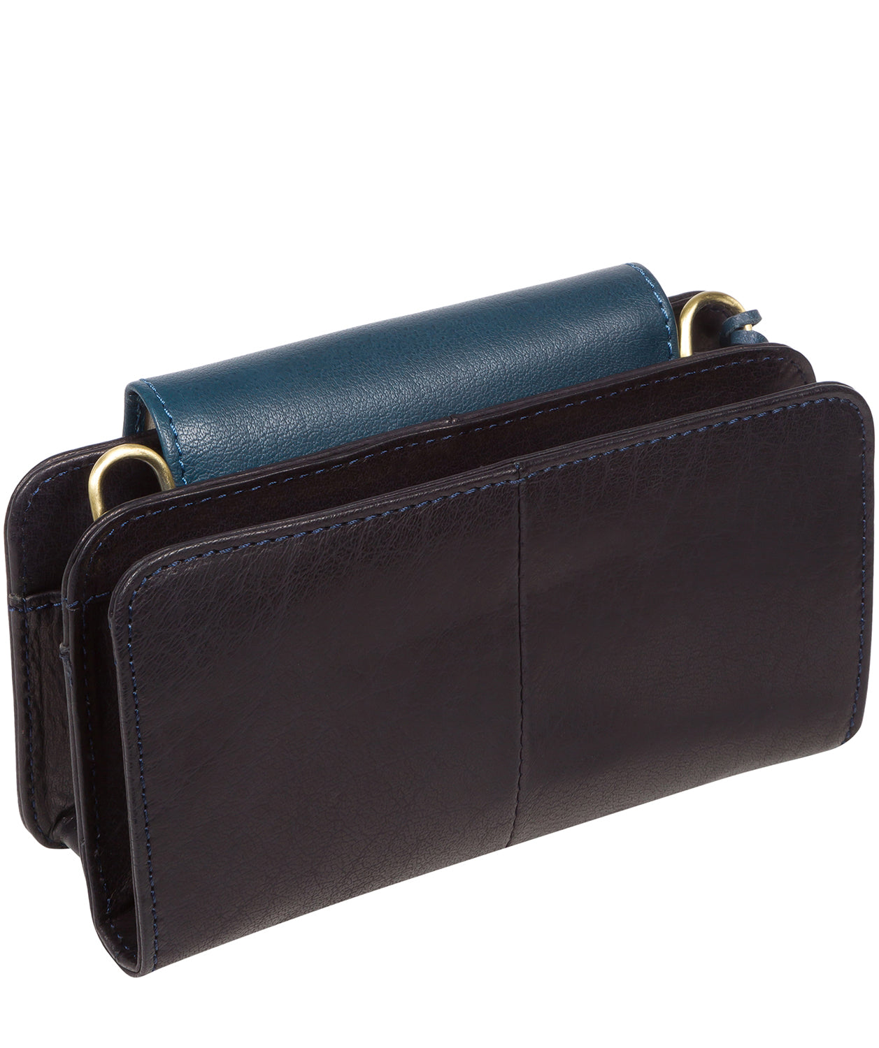 'Little Wonder' Navy & Snorkel Blue Leather Cross Body Clutch Bag