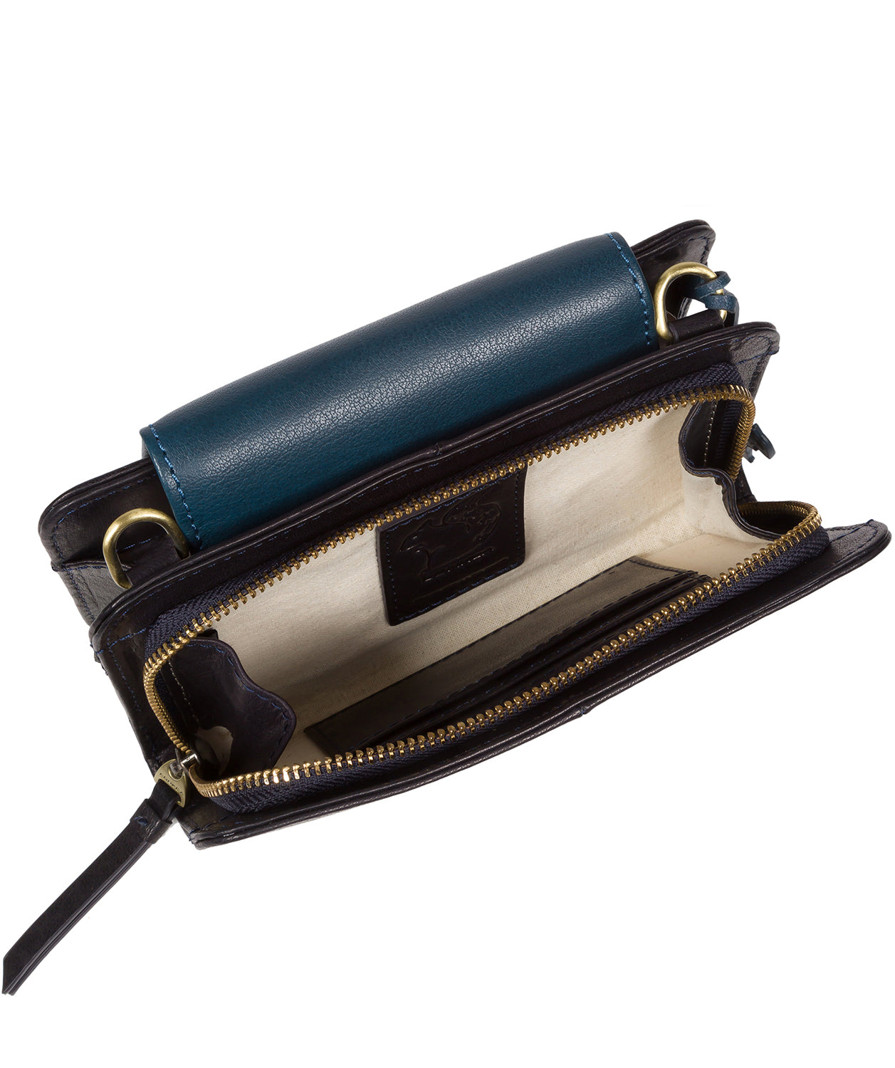 'Little Wonder' Navy & Snorkel Blue Leather Cross Body Clutch Bag