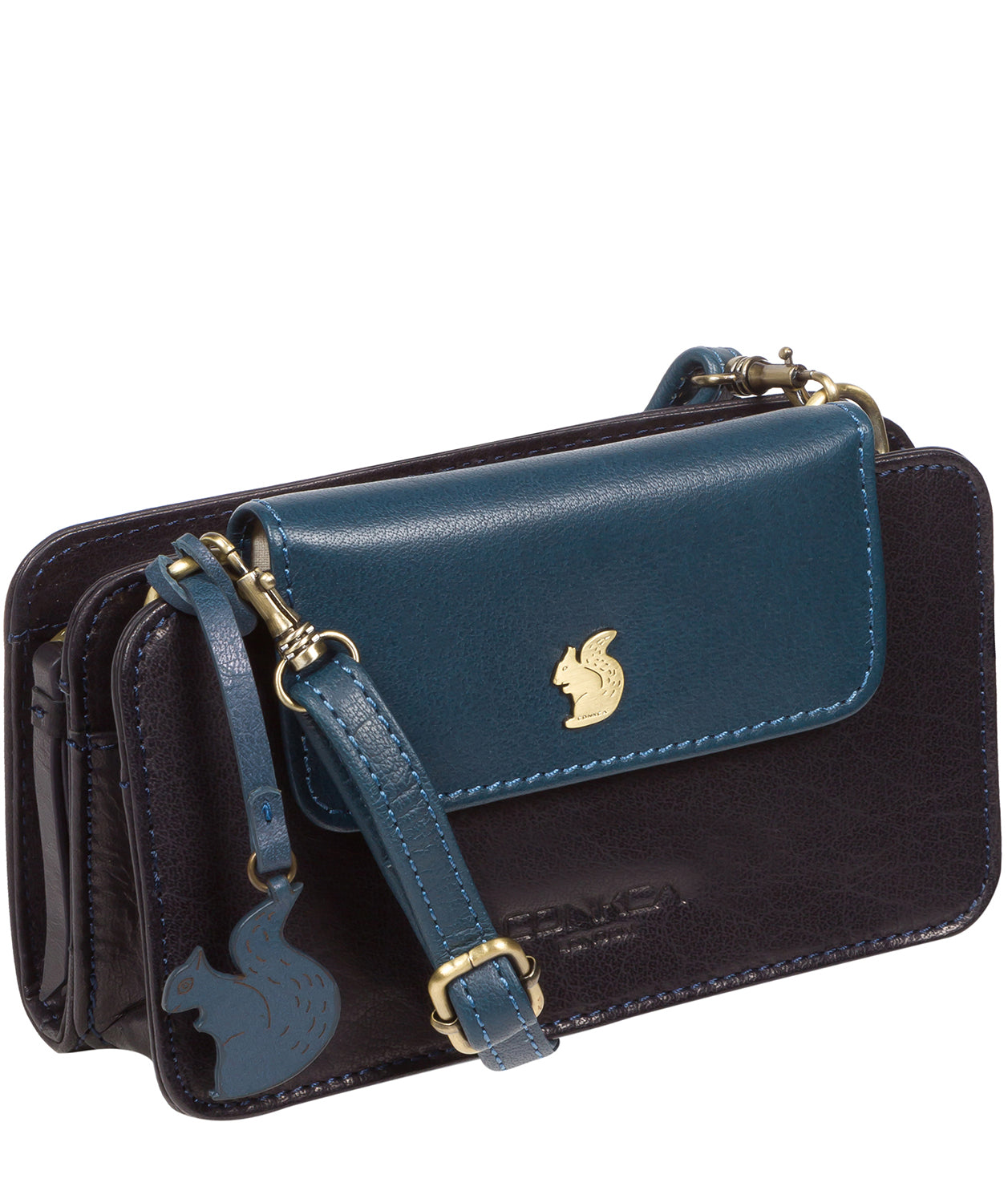 'Little Wonder' Navy & Snorkel Blue Leather Cross Body Clutch Bag