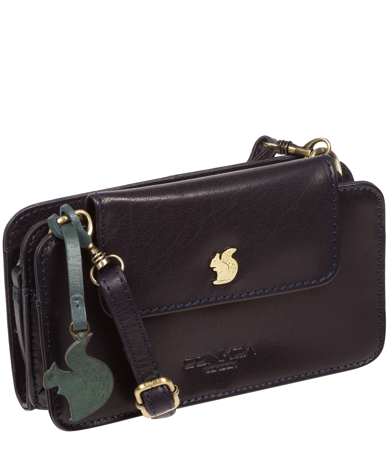 'Little Wonder' Navy Leather Cross Body Clutch Bag