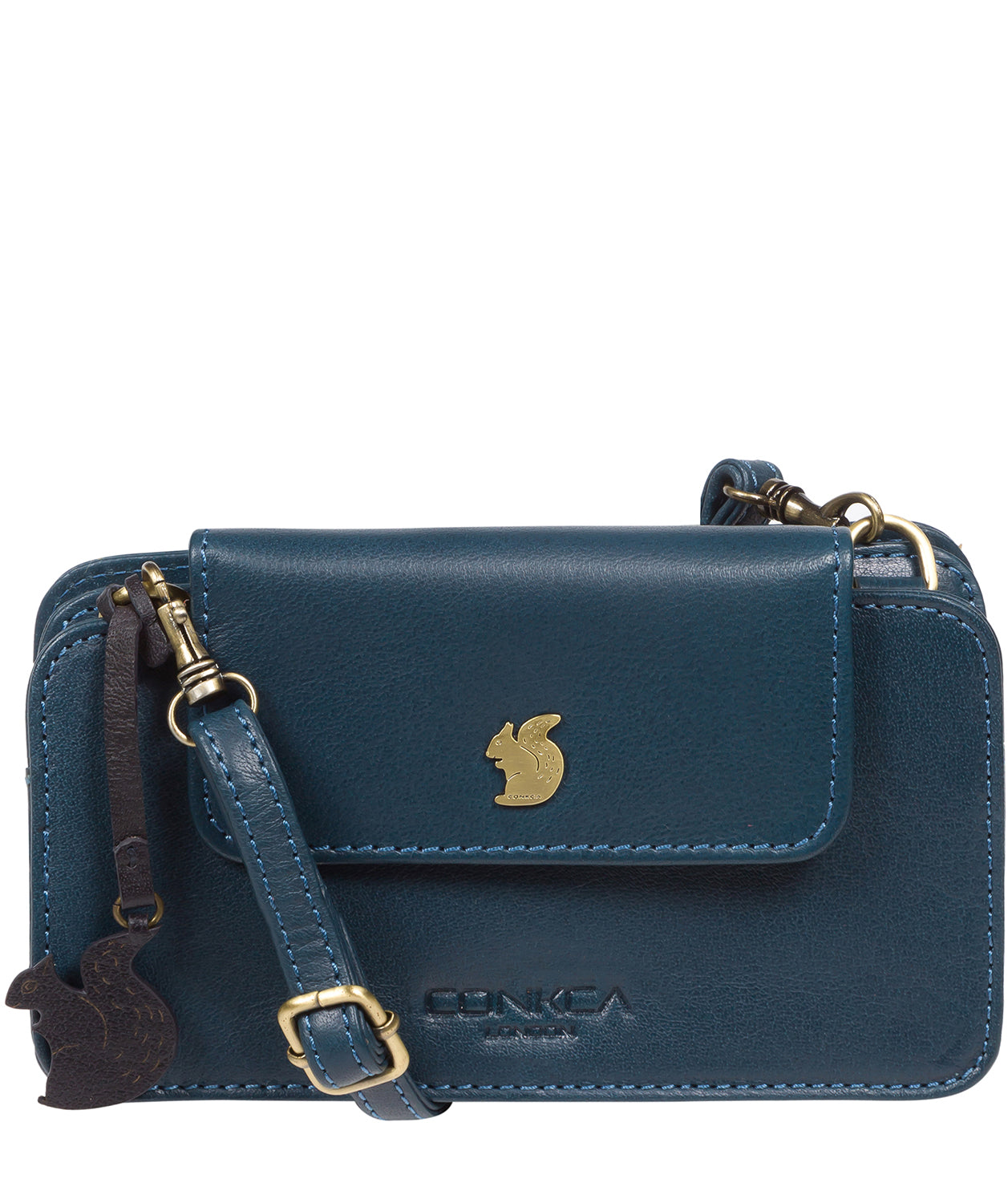 'Little Wonder' Snorkel Blue Leather Cross Body Clutch Bag