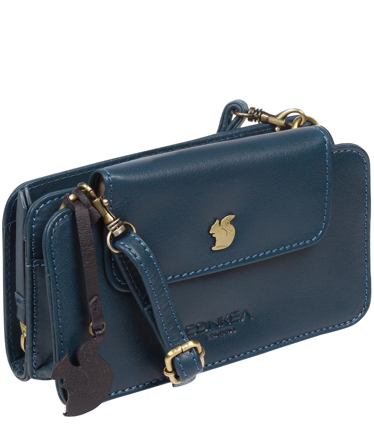 'Little Wonder' Snorkel Blue Leather Cross Body Clutch Bag