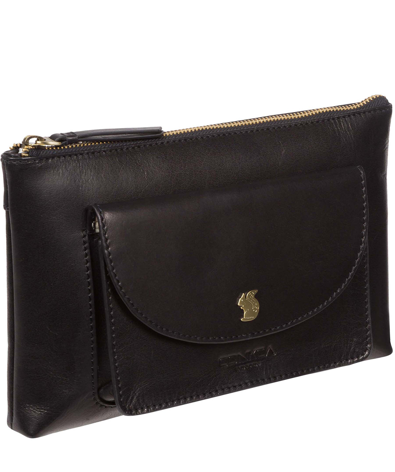 'Treasure' Black Leather Clutch Bag