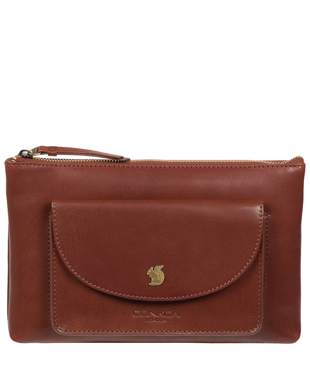 'Treasure' Conker Brown Leather Clutch Bag