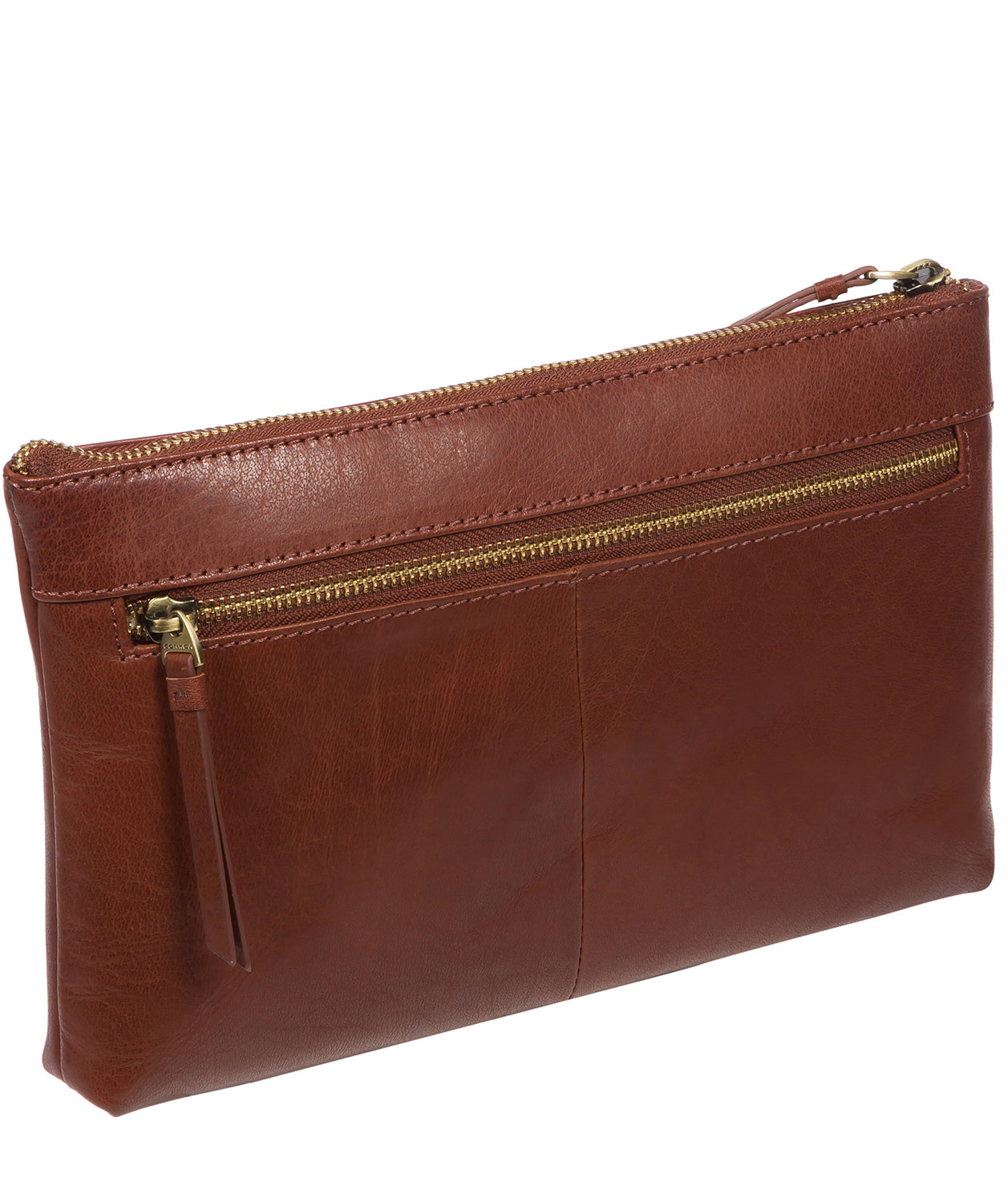 'Treasure' Conker Brown Leather Clutch Bag