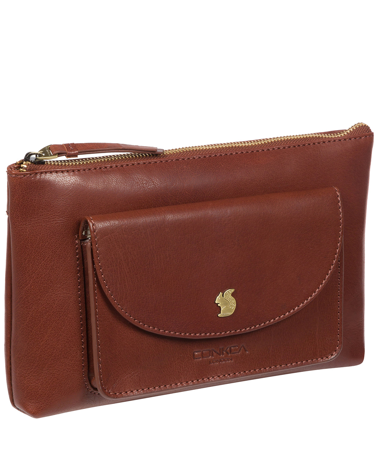 'Treasure' Conker Brown Leather Clutch Bag