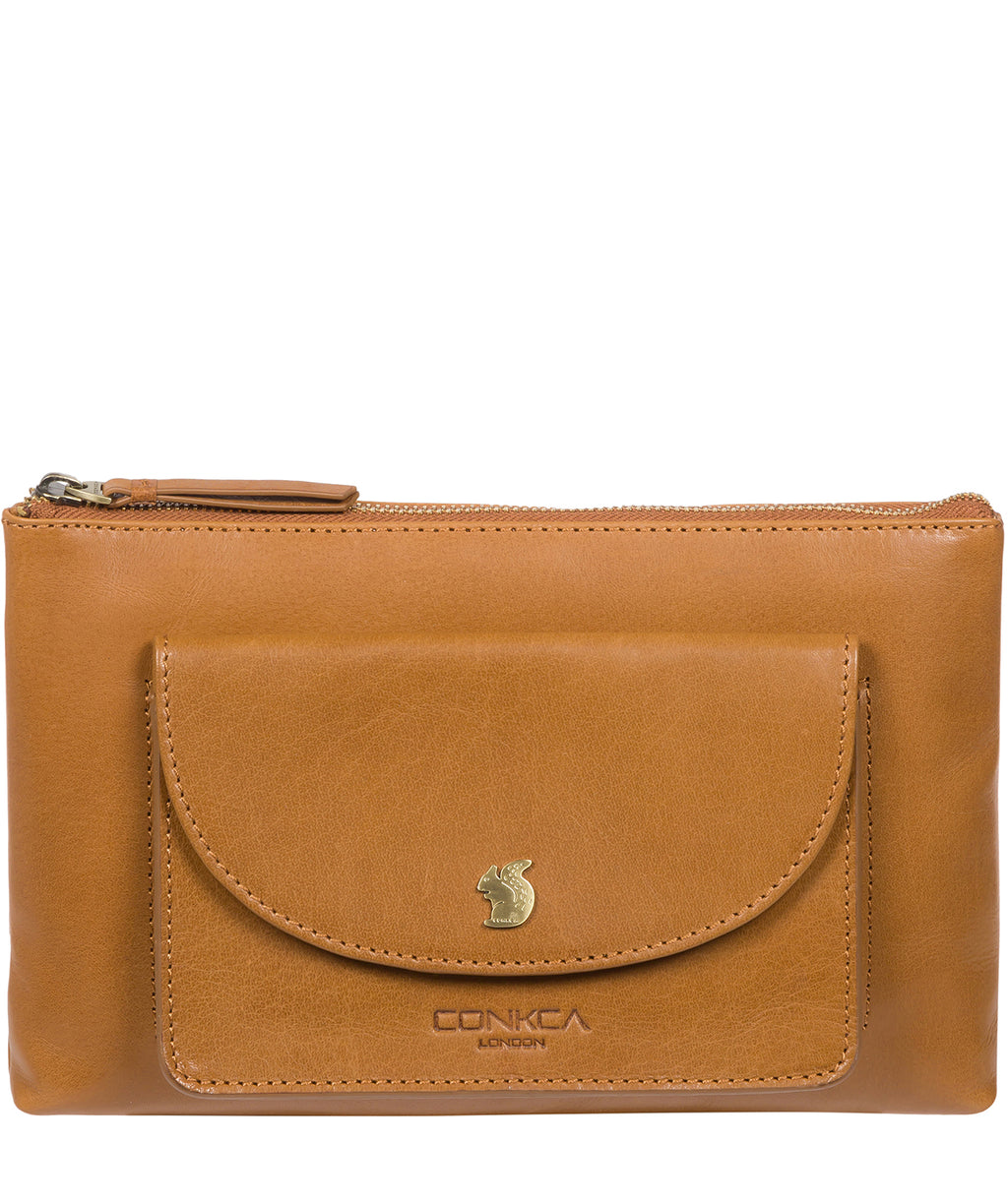 Dark tan clutch online bag