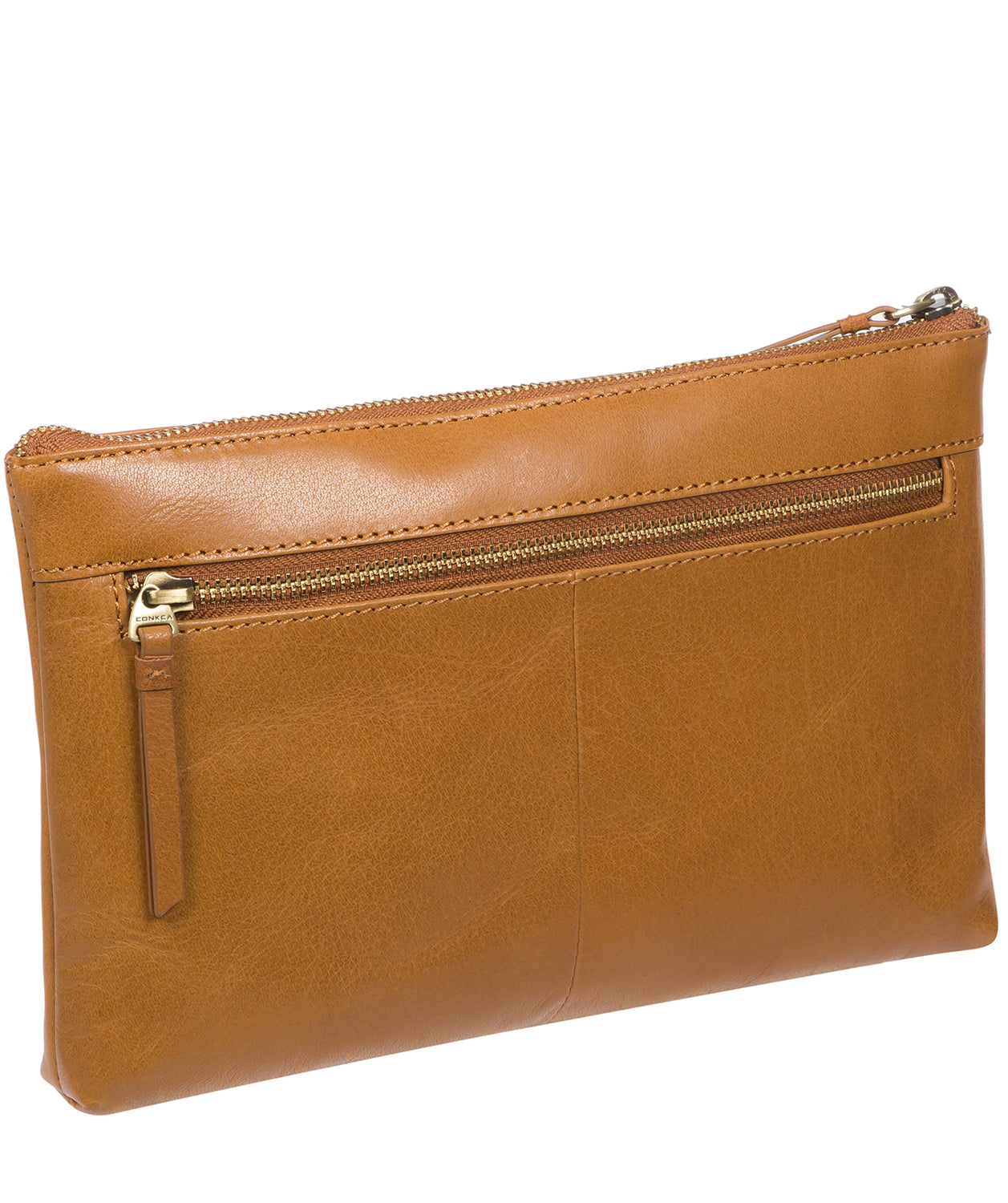 'Treasure' Dark Tan Leather Clutch Bag