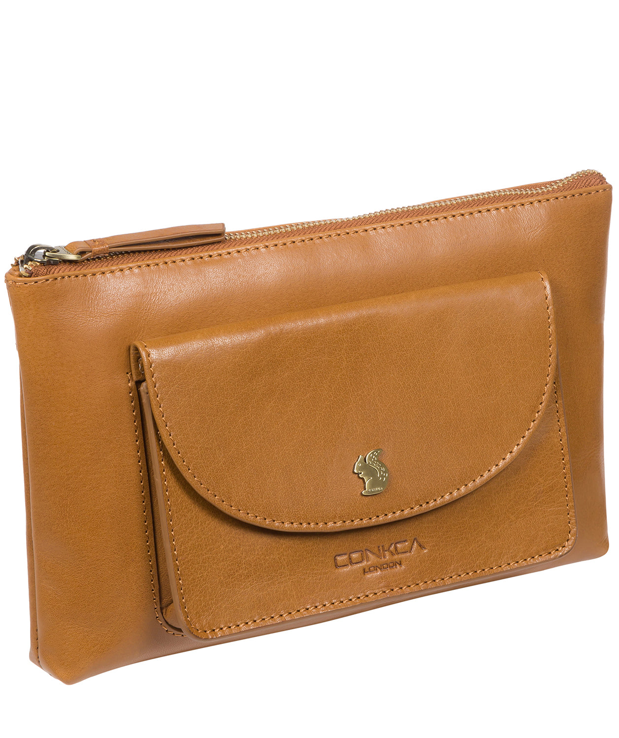 'Treasure' Dark Tan Leather Clutch Bag