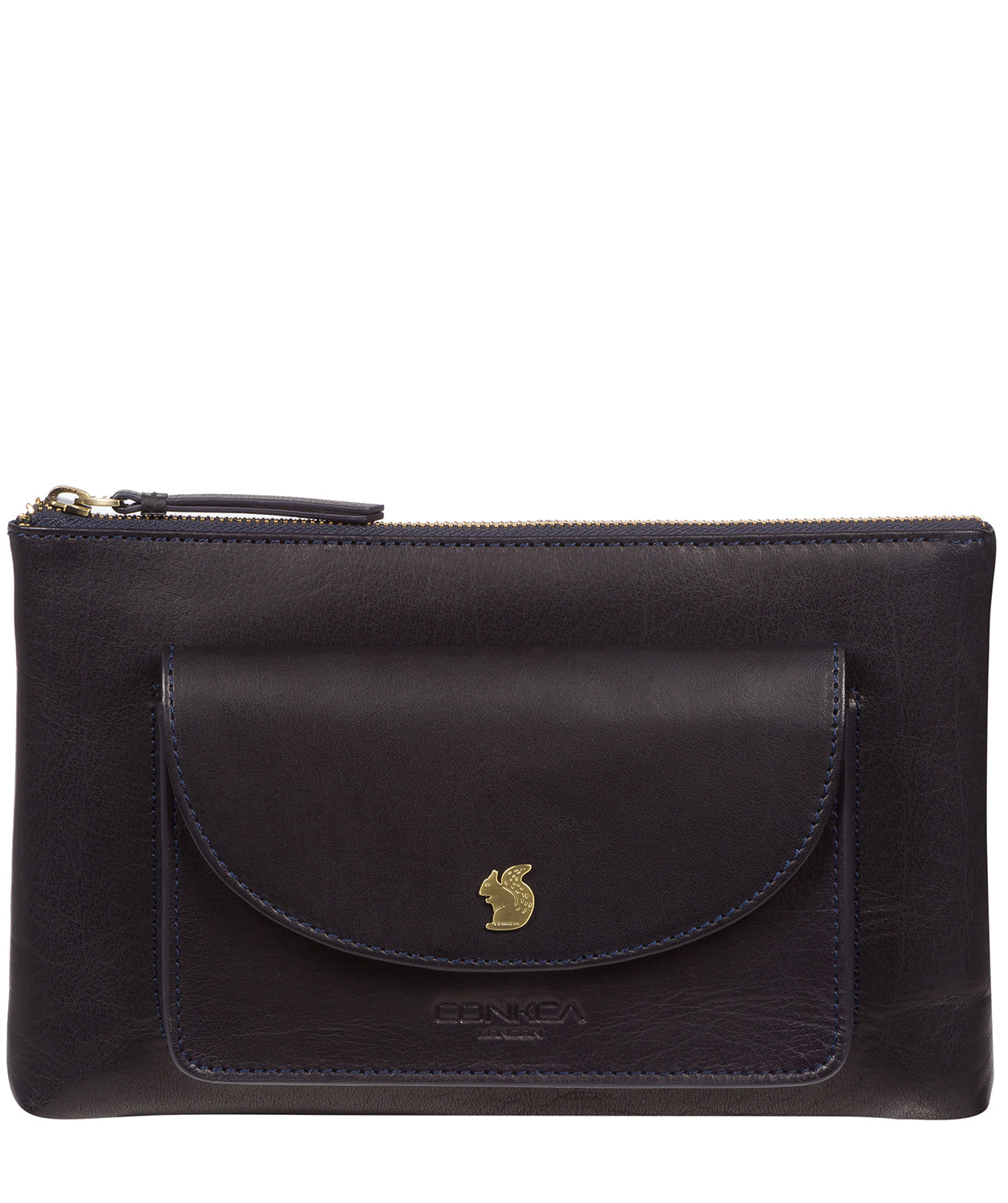 'Treasure' Navy Leather Clutch Bag