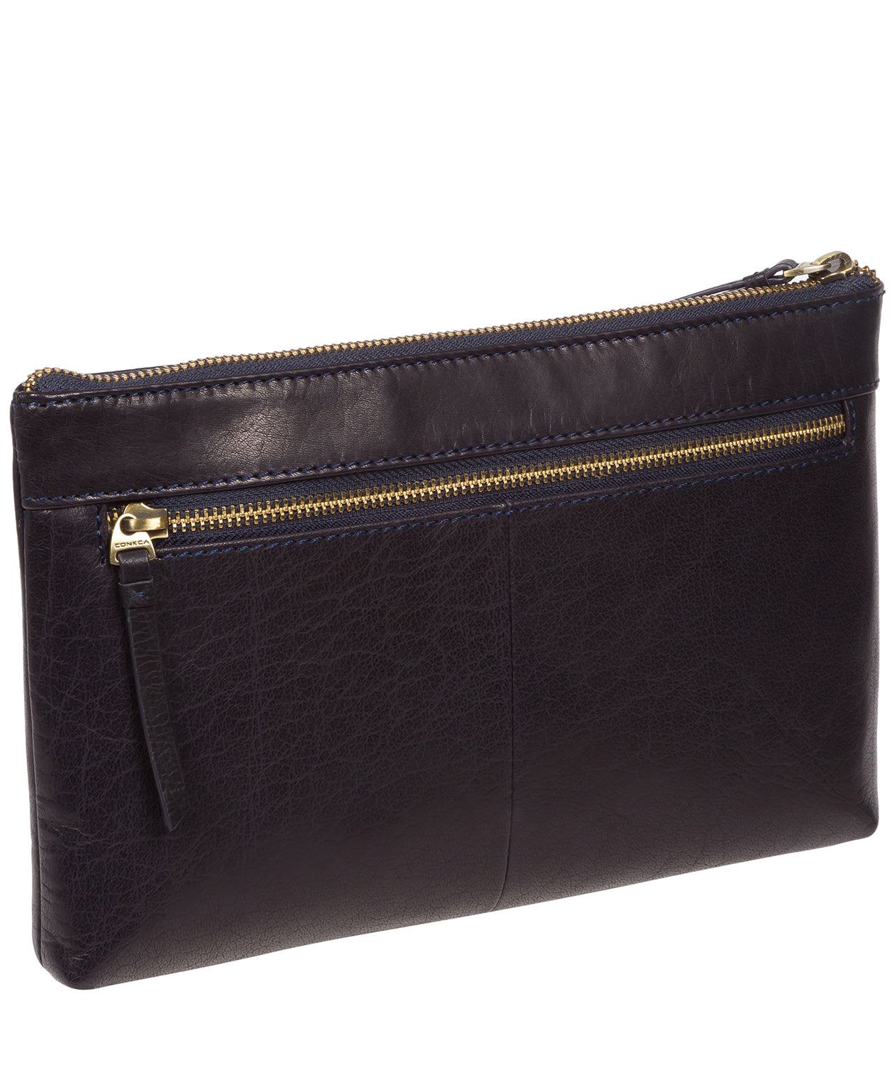 'Treasure' Navy Leather Clutch Bag