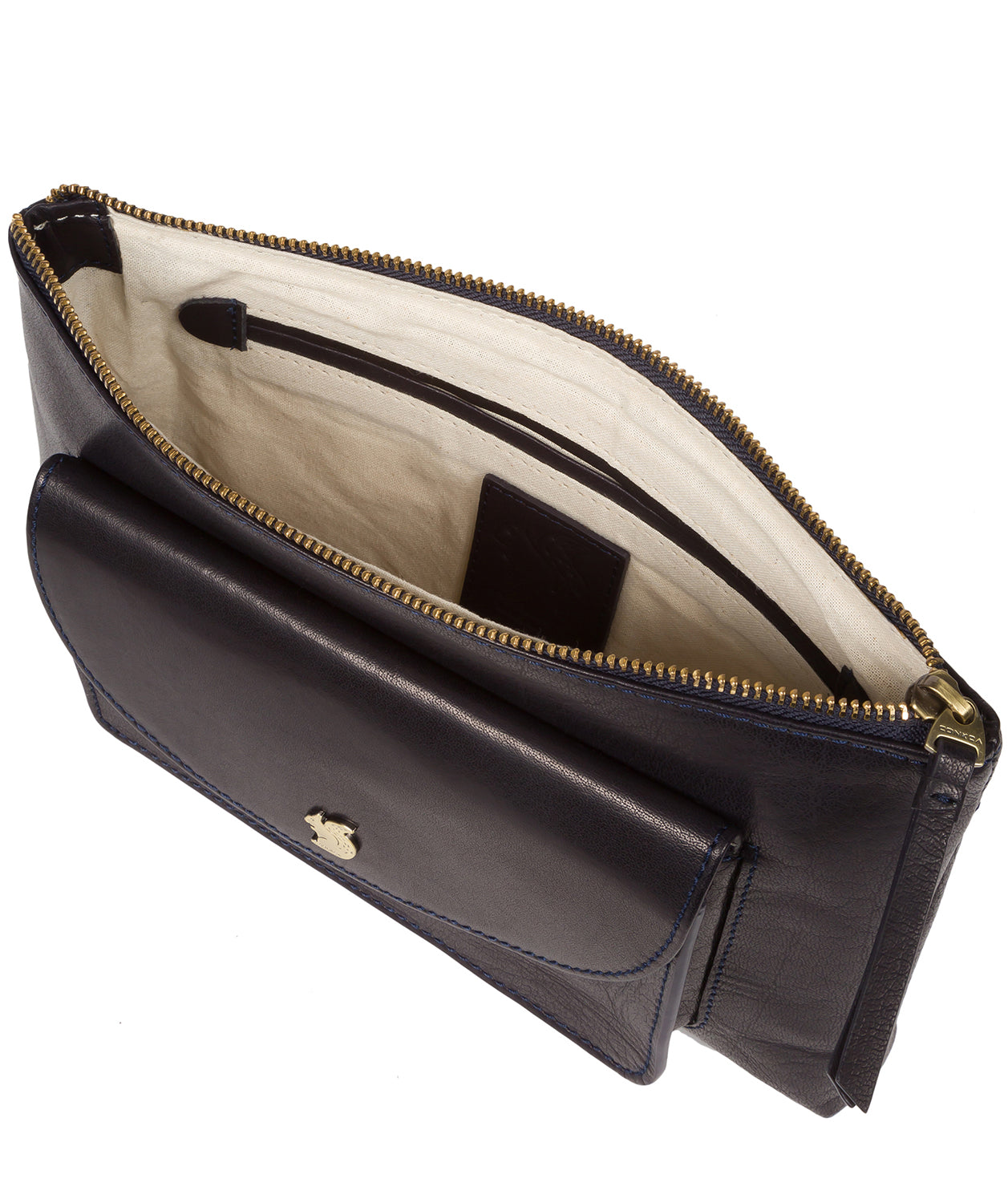 'Treasure' Navy Leather Clutch Bag