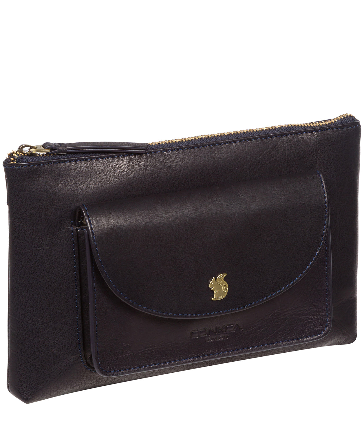 'Treasure' Navy Leather Clutch Bag