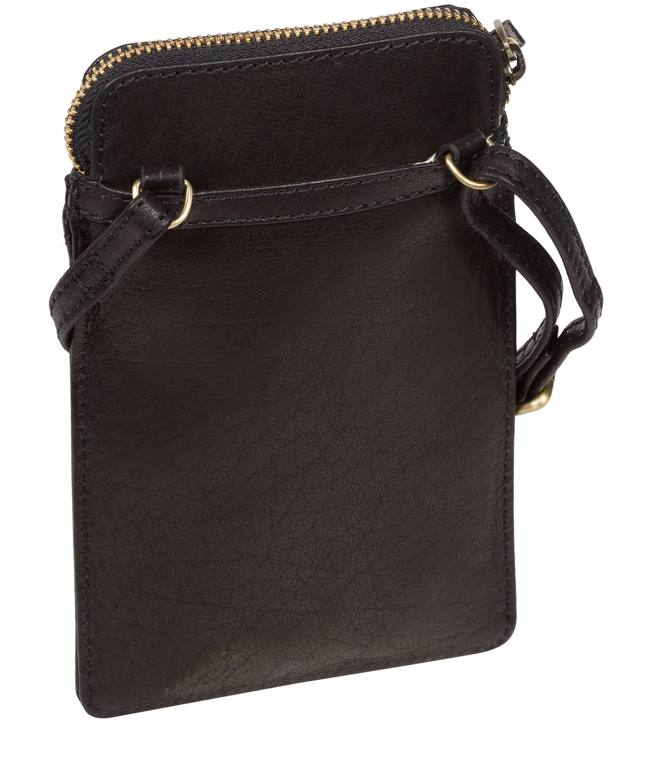 'Bambino' Black Leather Cross Body Phone Bag