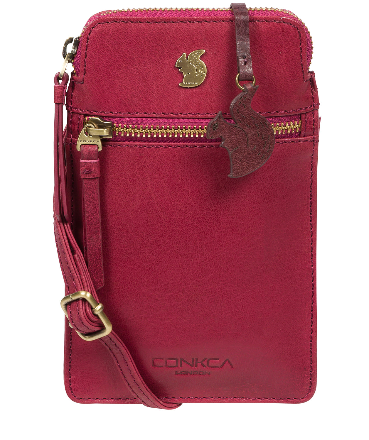 'Bambino' Orchid Leather Cross Body Phone Bag