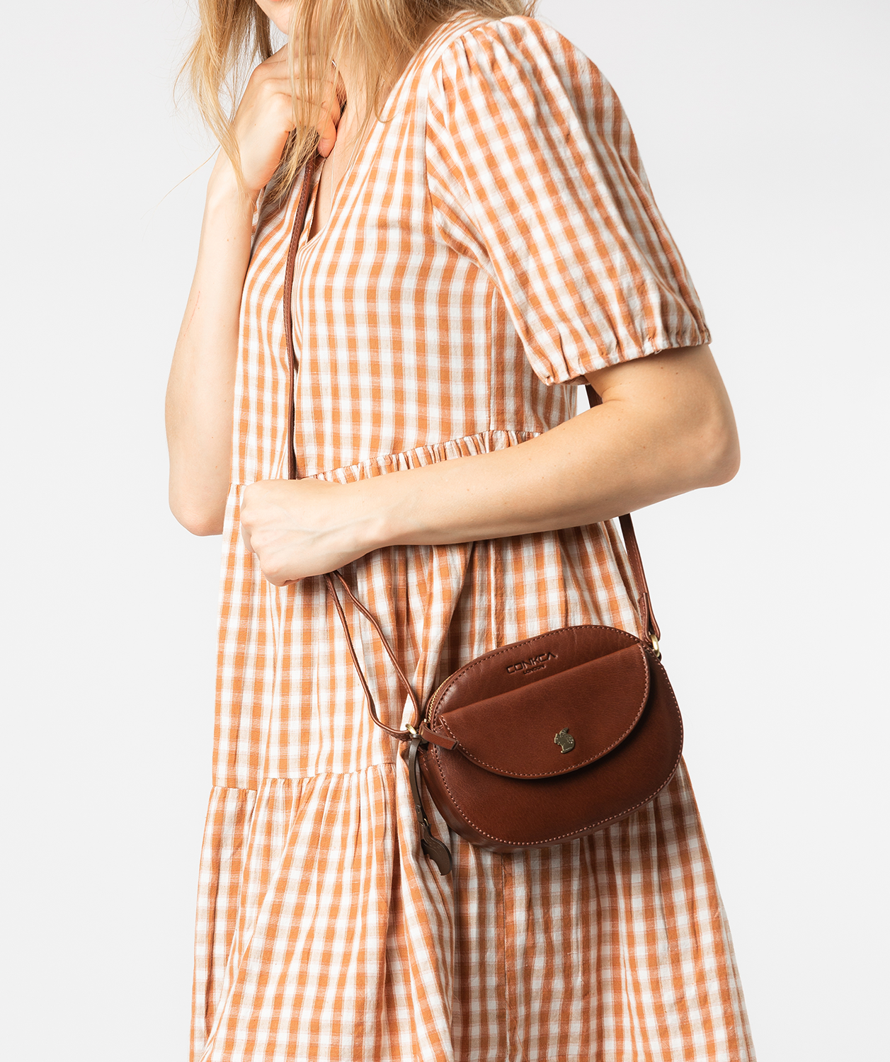 'Una' Conker Brown Leather Cross Body Bag