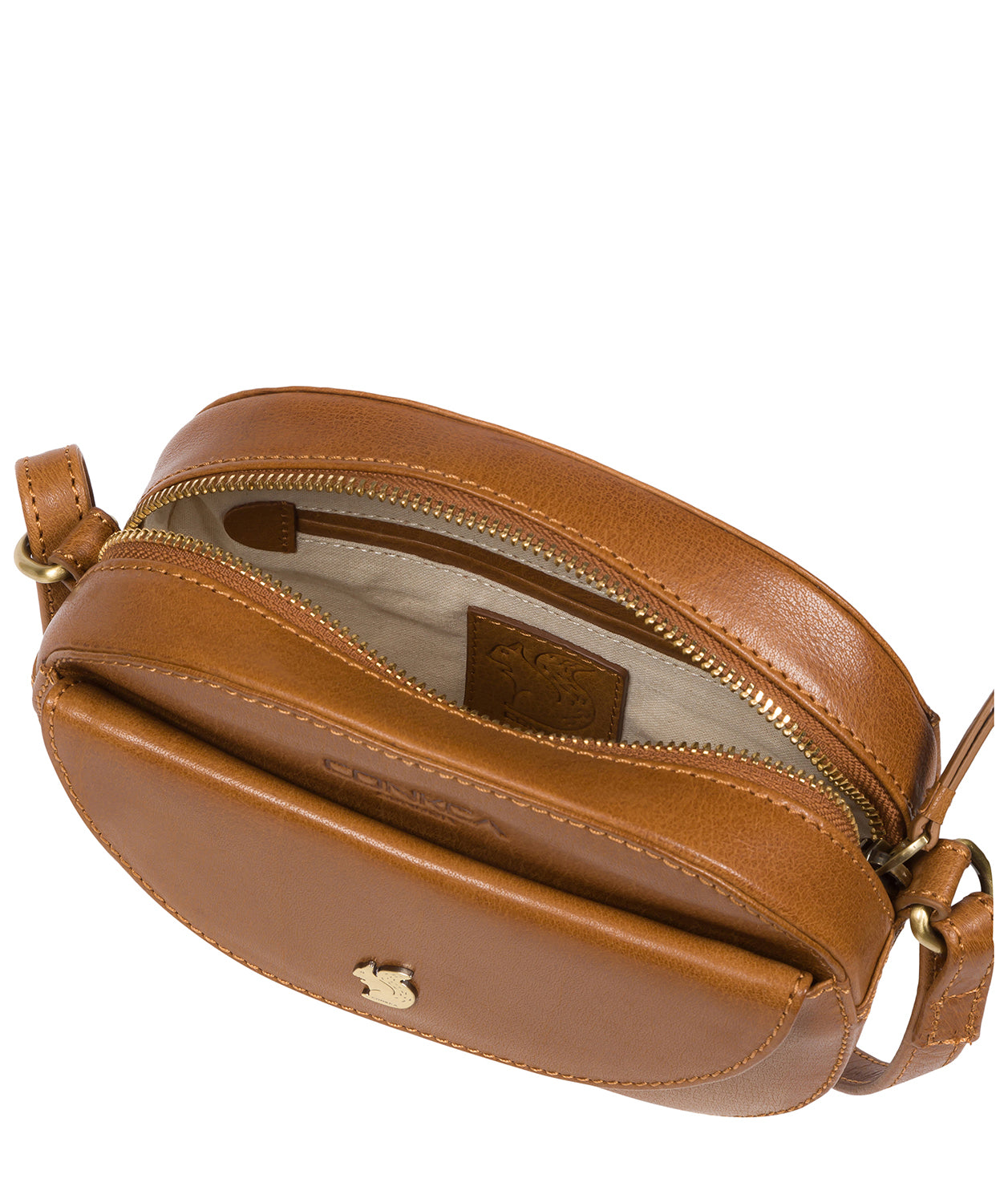 'Una' Dark Tan Leather Cross Body Bag