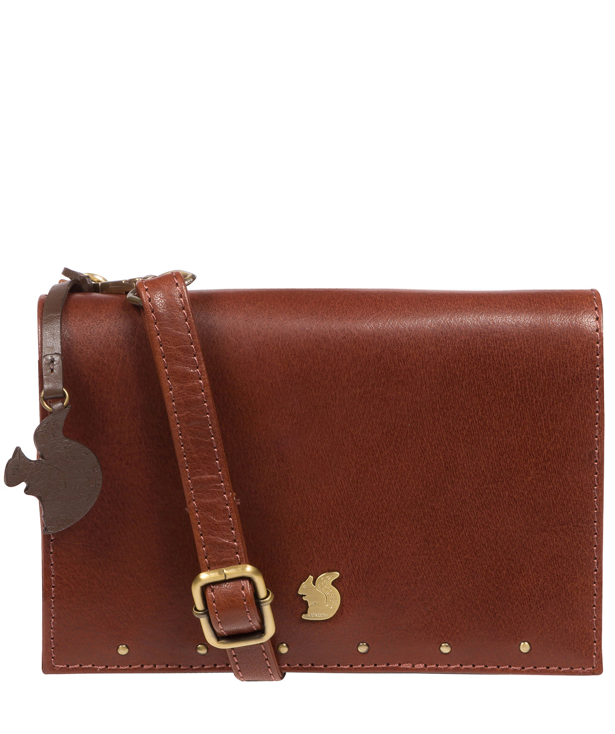 'Nemo' Conker Brown Leather Cross Body Clutch Bag