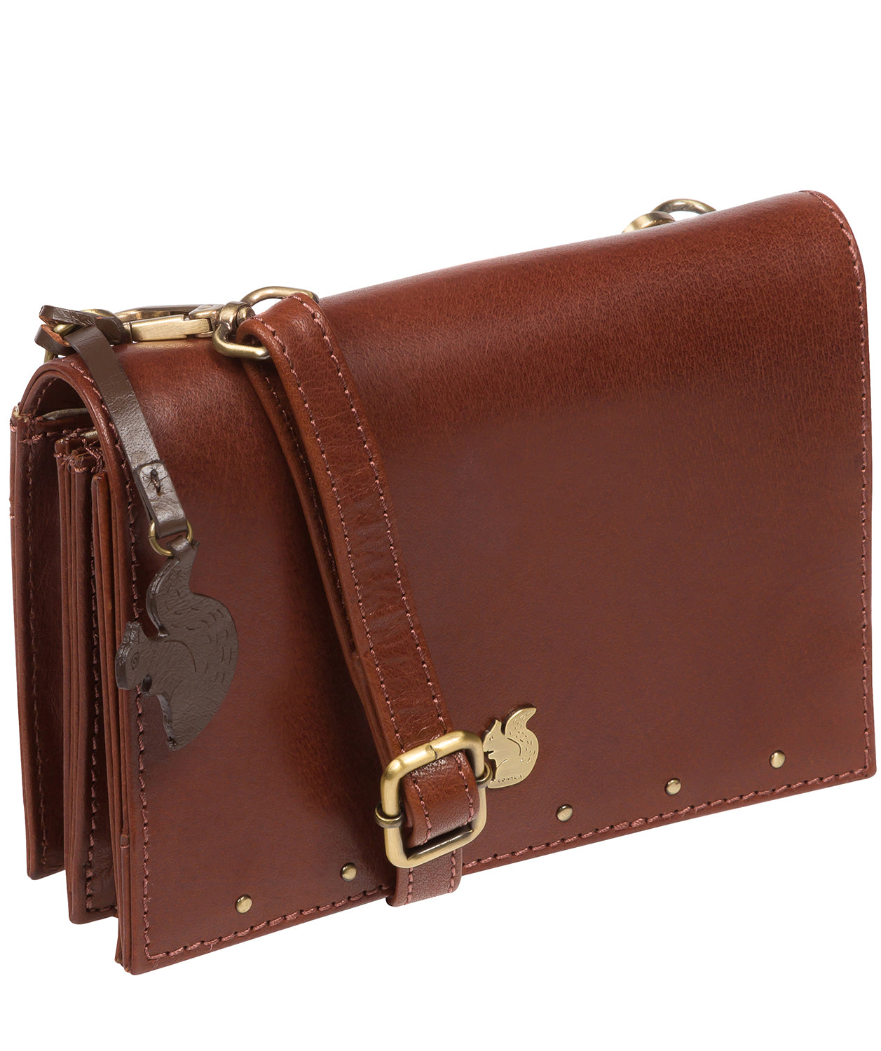 'Nemo' Conker Brown Leather Cross Body Clutch Bag