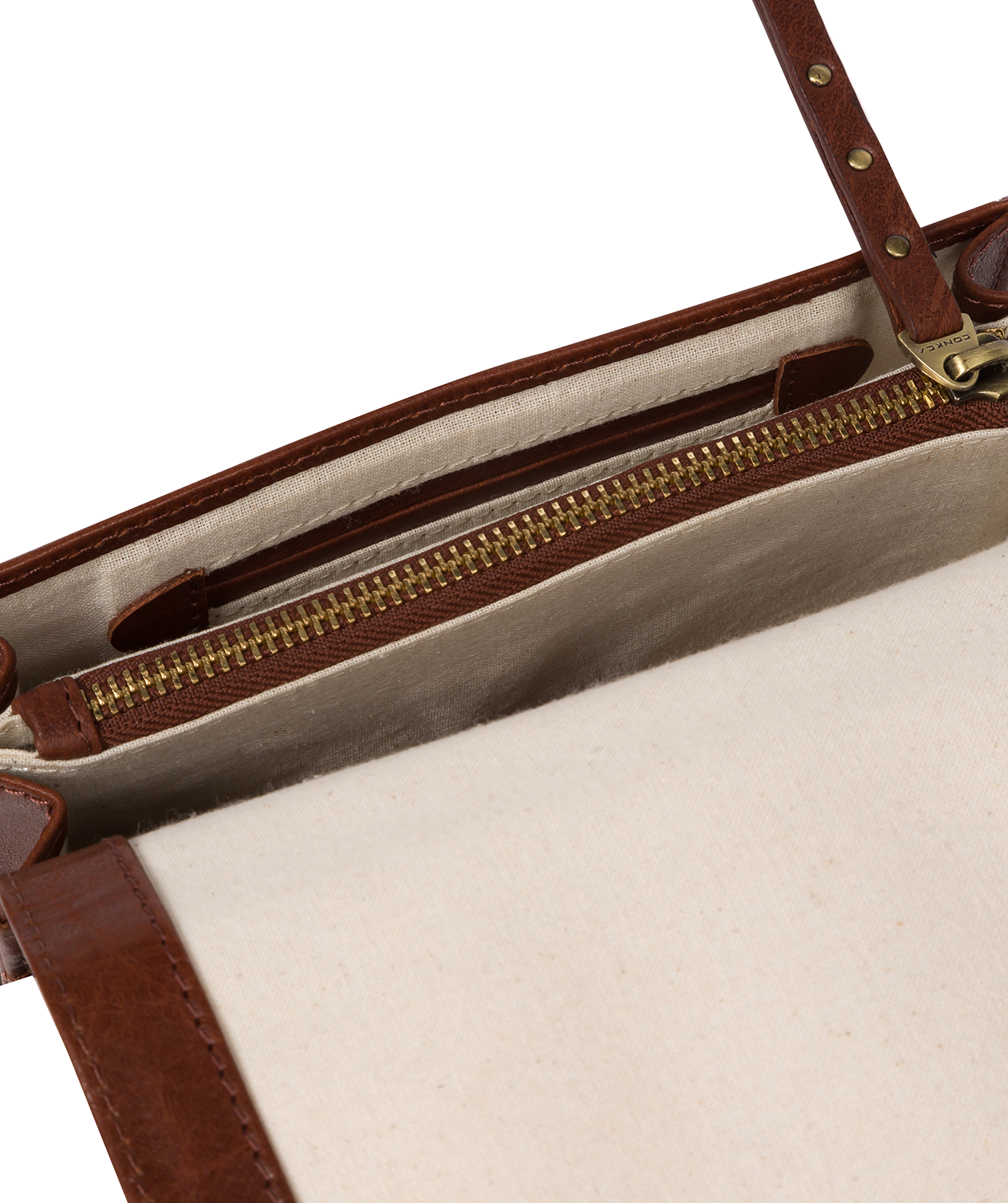 'Nemo' Conker Brown Leather Cross Body Clutch Bag