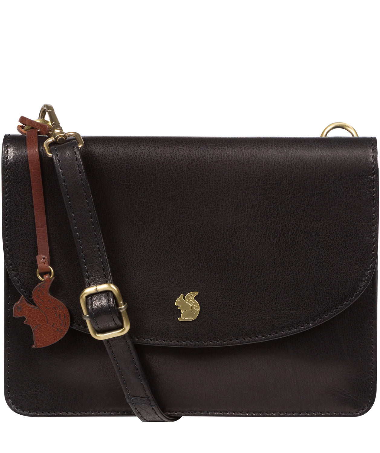 'Cara' Black Leather Cross Body Clutch Bag