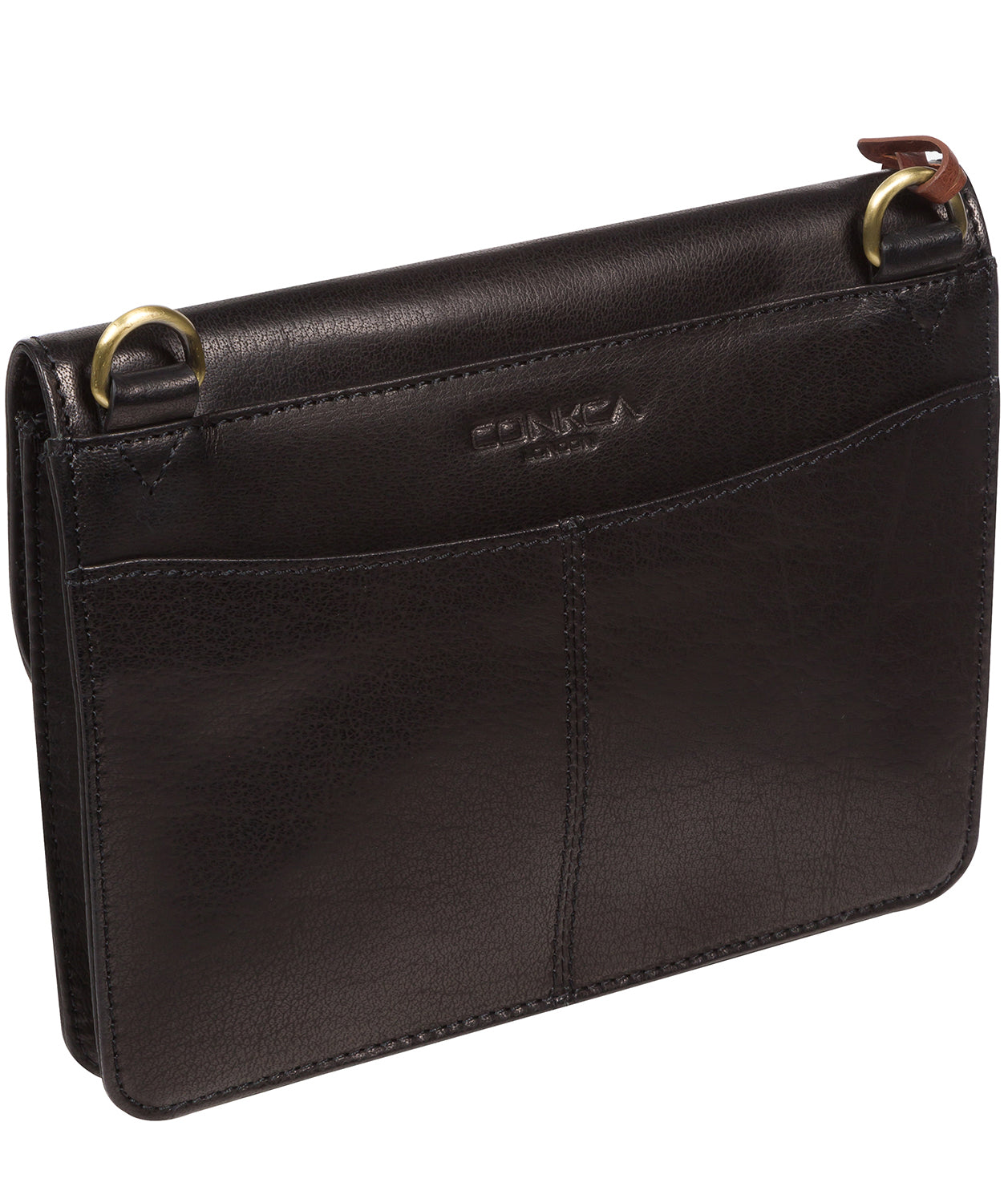 'Cara' Black Leather Cross Body Clutch Bag