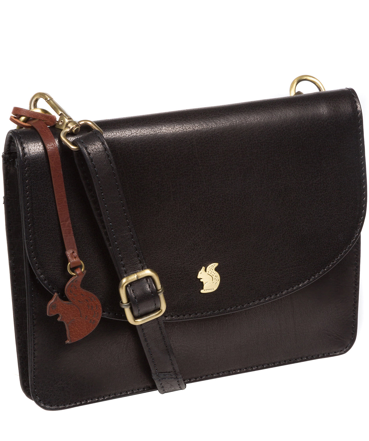 'Cara' Black Leather Cross Body Clutch Bag