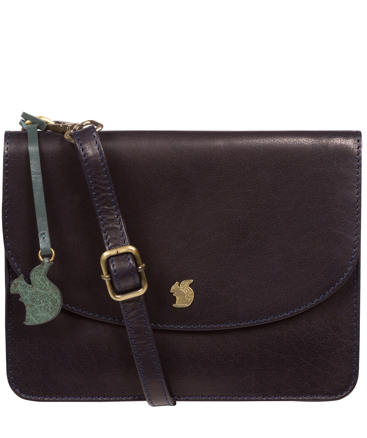 'Cara' Navy Leather Cross Body Clutch Bag