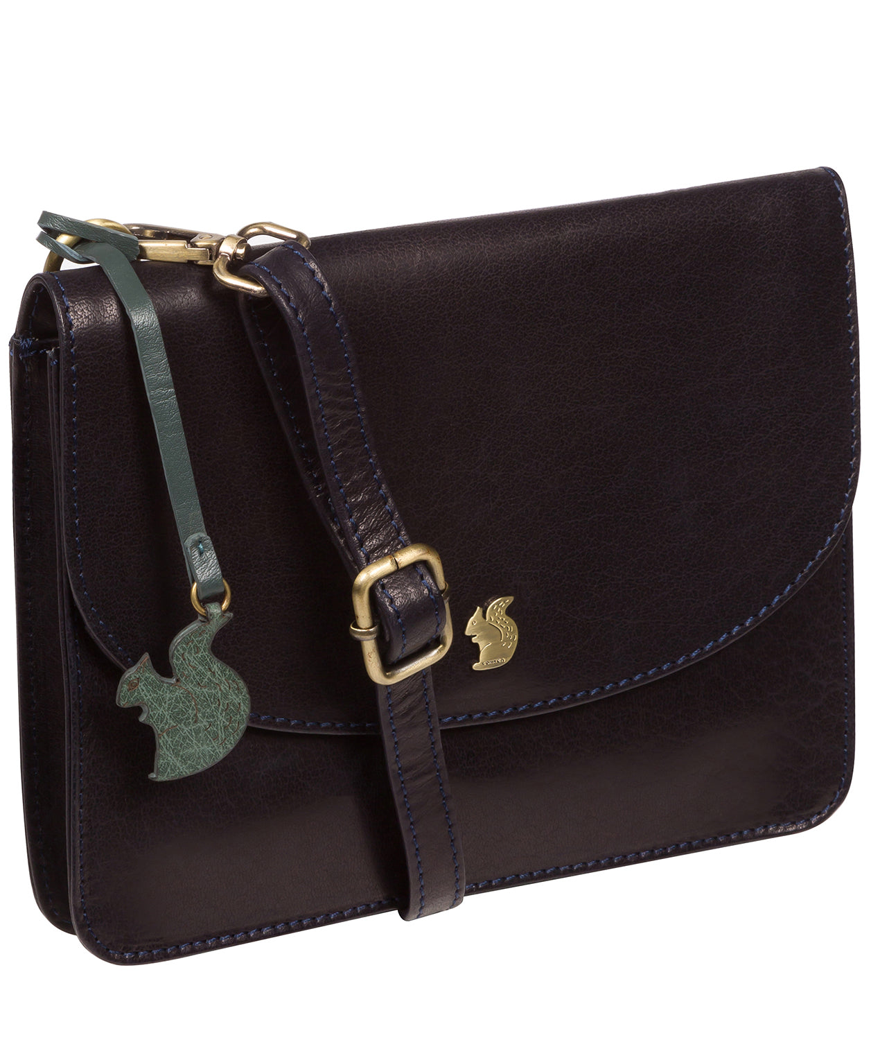 'Cara' Navy Leather Cross Body Clutch Bag