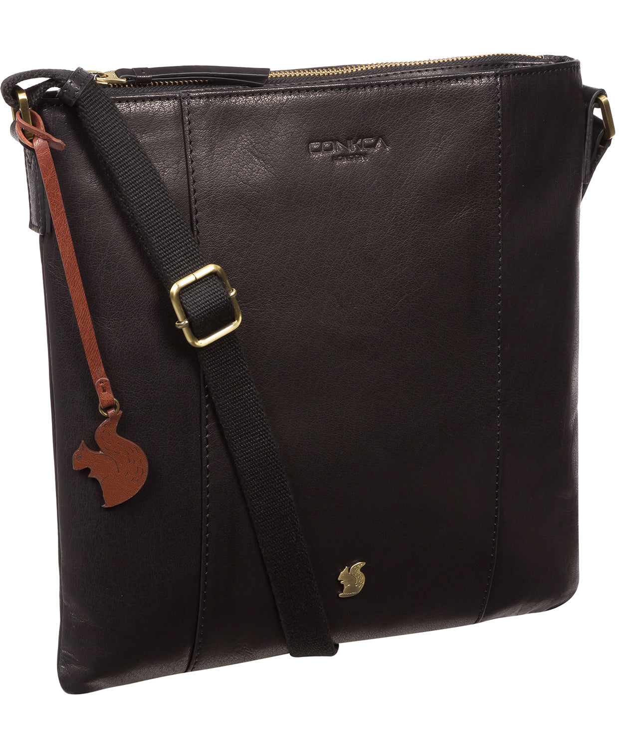 Black Leather Crossbody Bag Sol by Conkca London