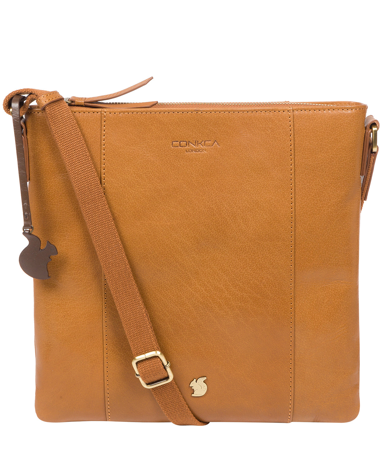 'Sol' Dark Tan Leather Cross Body Bag