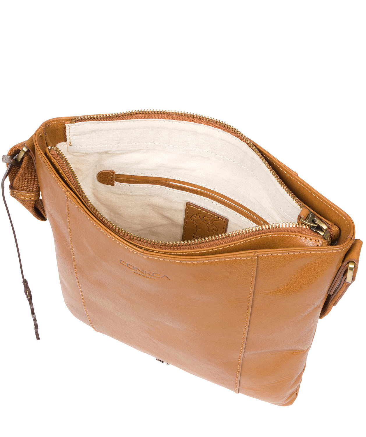 'Sol' Dark Tan Leather Cross Body Bag