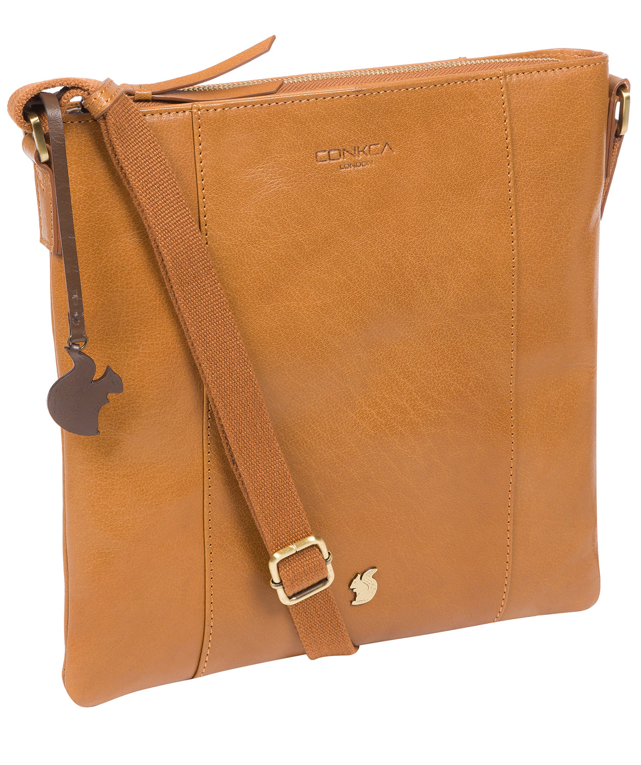 'Sol' Dark Tan Leather Cross Body Bag