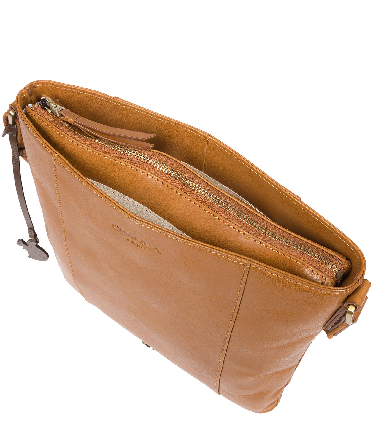 'Sol' Dark Tan Leather Cross Body Bag