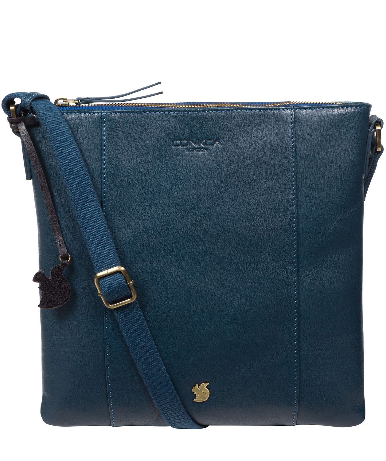 'Sol' Snorkel Blue Leather Cross Body Clutch Bag