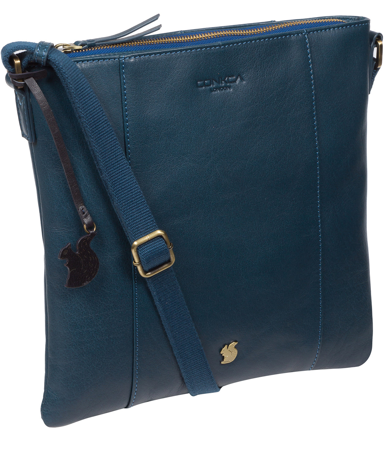 'Sol' Snorkel Blue Leather Cross Body Clutch Bag