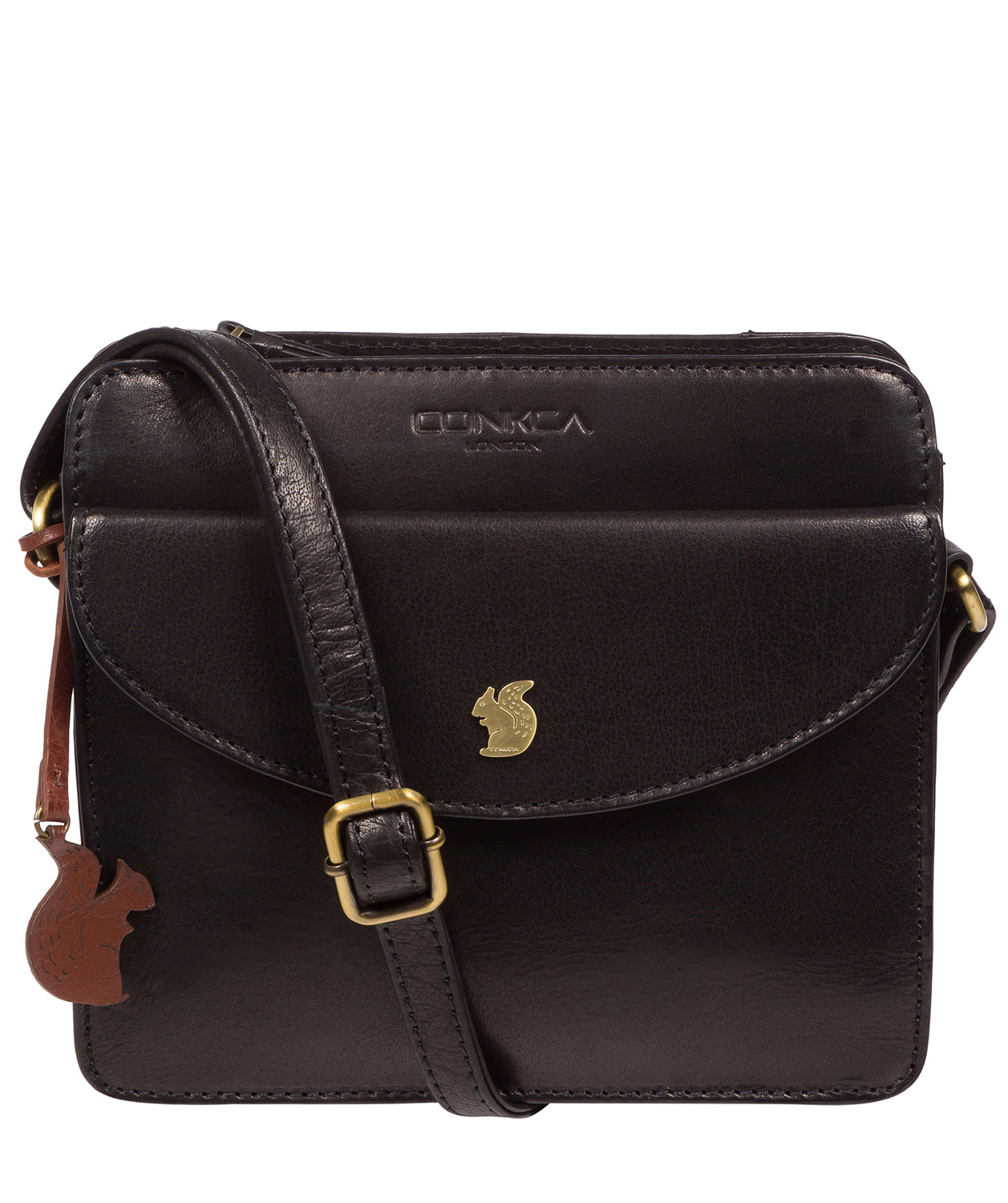 'Magda' Black Leather Cross Body Bag