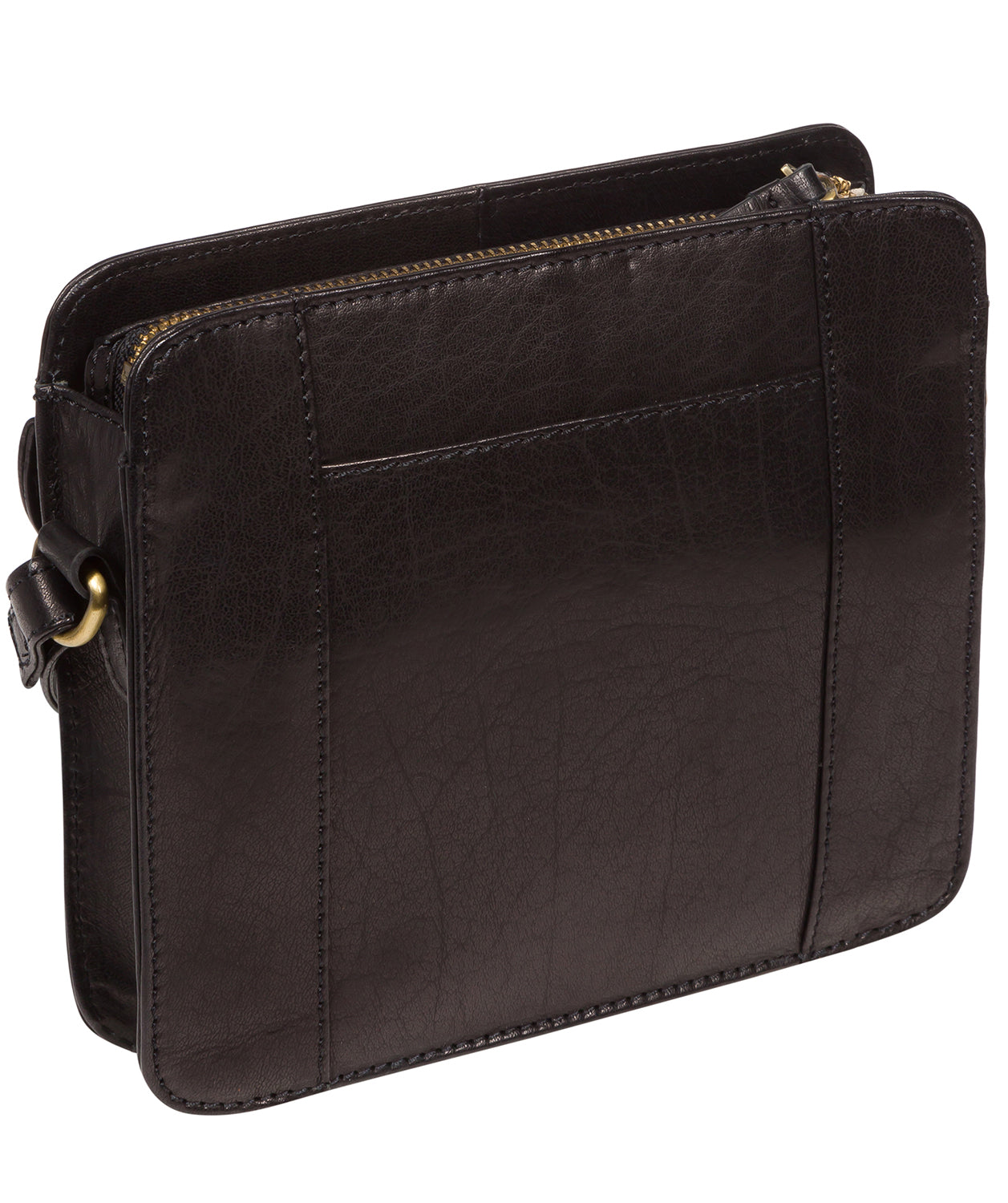 'Magda' Black Leather Cross Body Bag