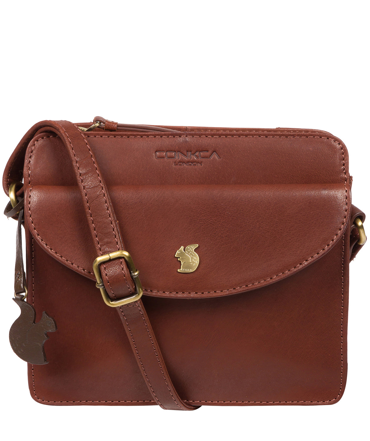 'Magda' Conker Brown Leather Cross Body Bag