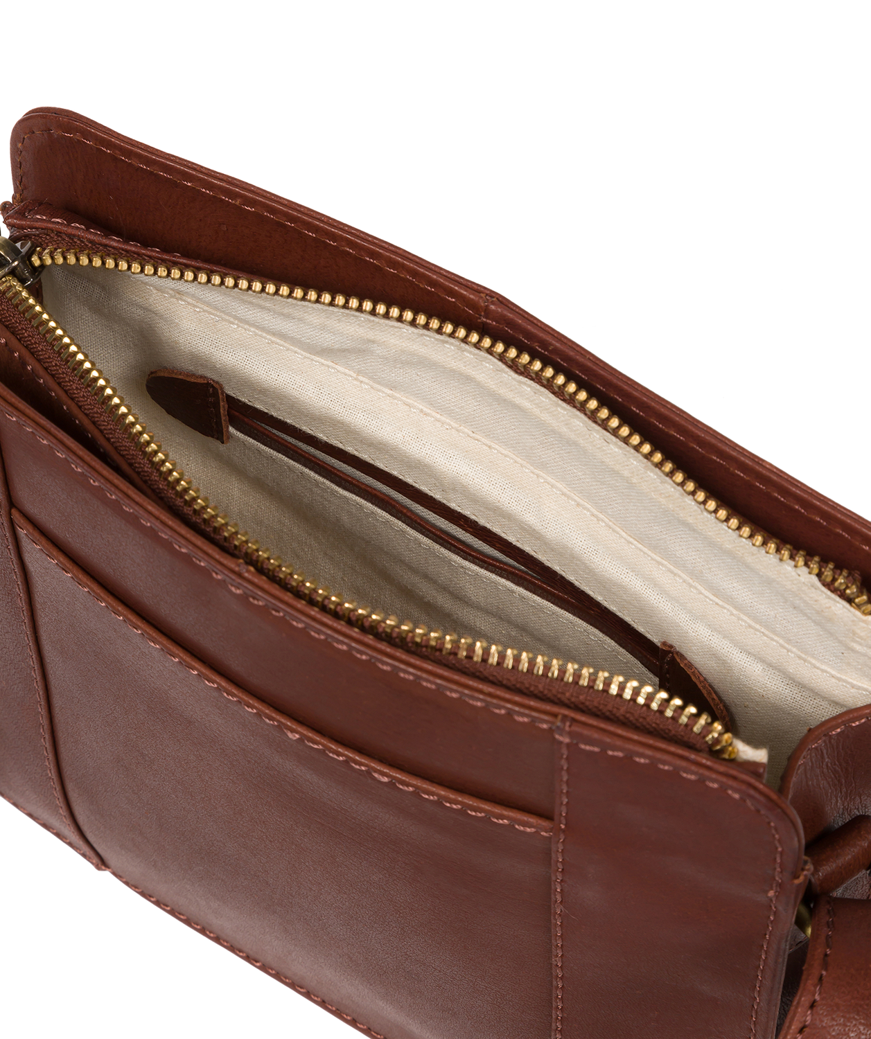 'Magda' Conker Brown Leather Cross Body Bag