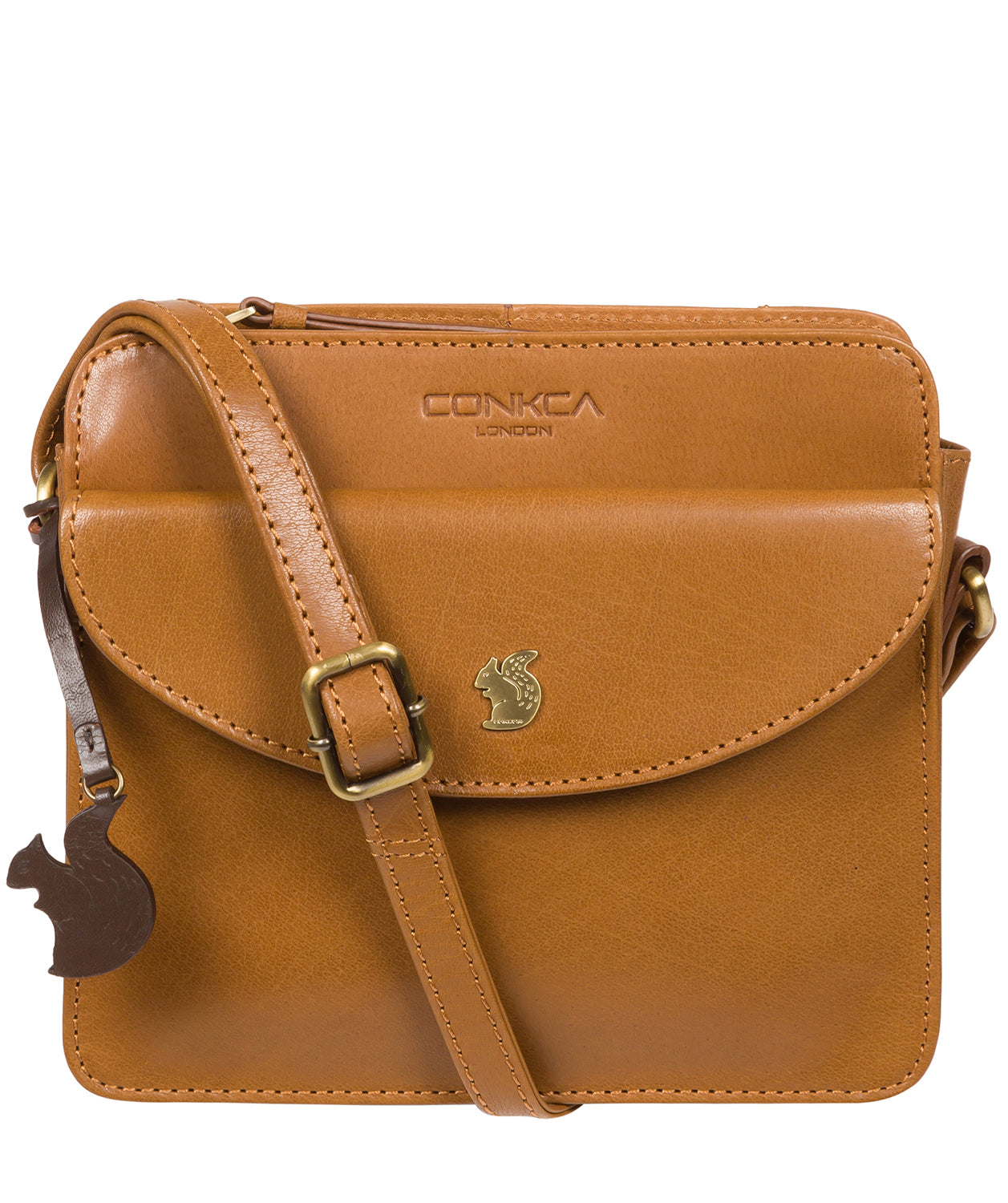 'Magda' Dark Tan Leather Cross Body Bag