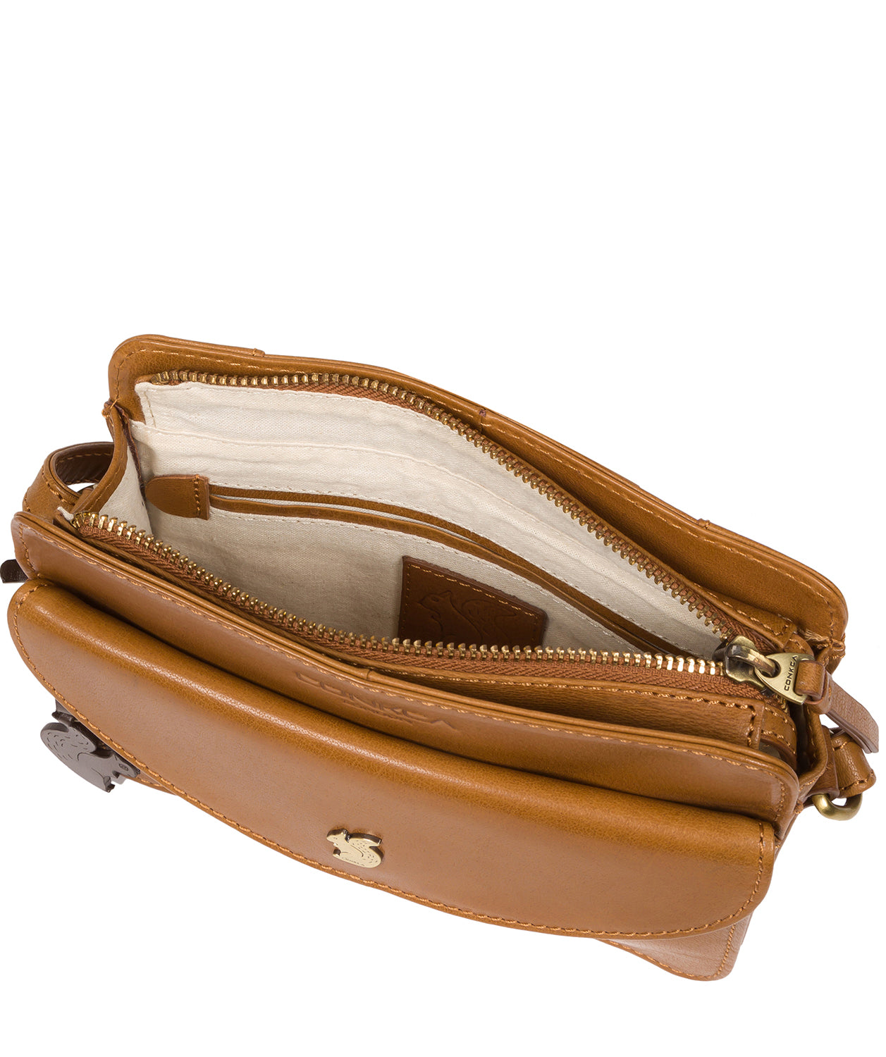 'Magda' Dark Tan Leather Cross Body Bag