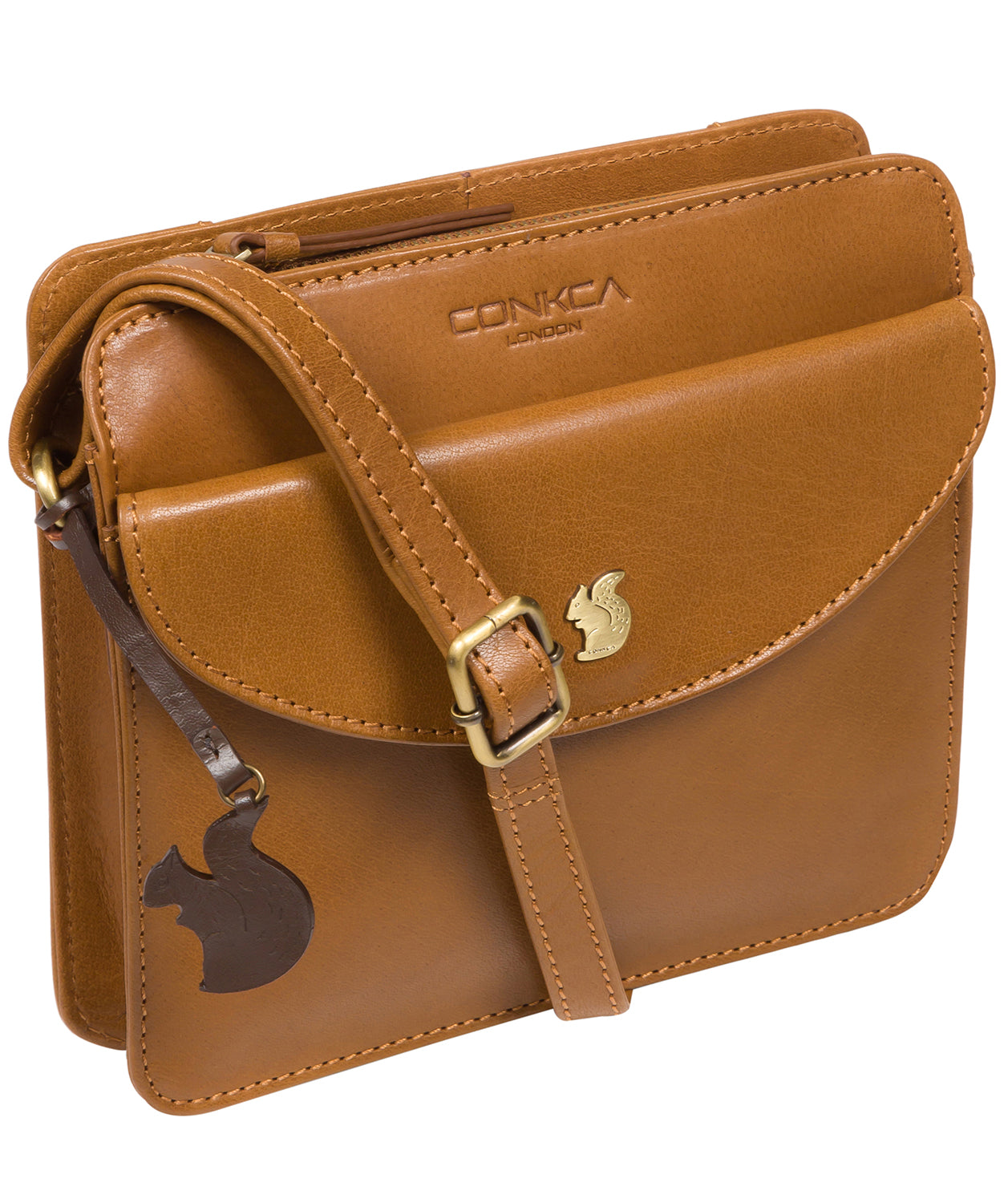 'Magda' Dark Tan Leather Cross Body Bag