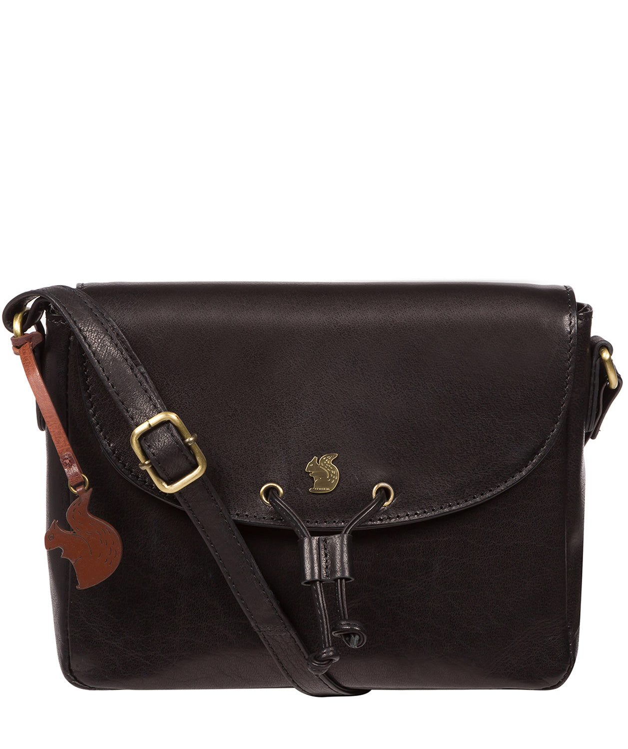 'Ula' Black Leather Cross Body Bag