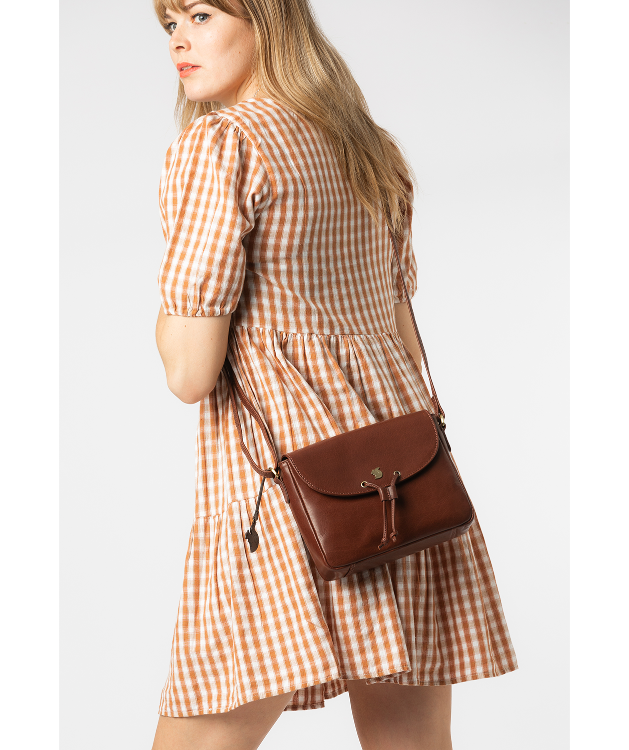 'Ula' Conker Brown Leather Cross Body Bag