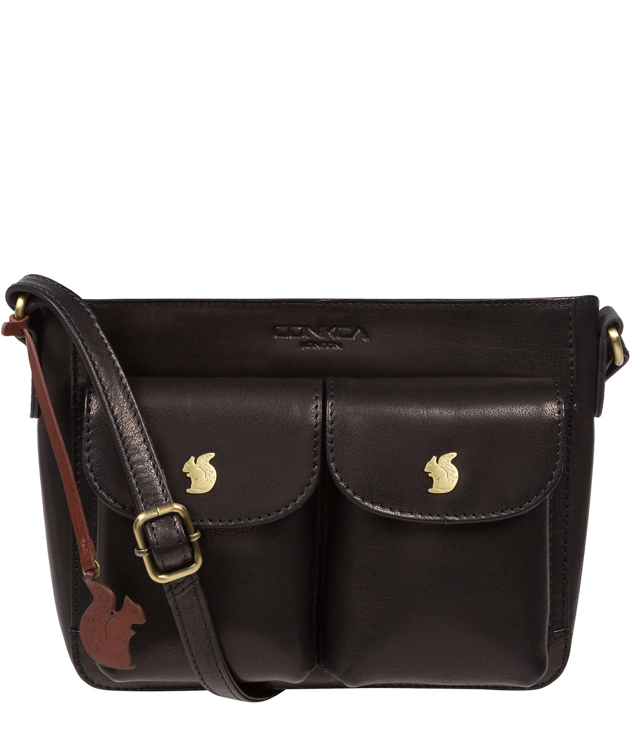 'Eski' Black Leather Cross Body Bag