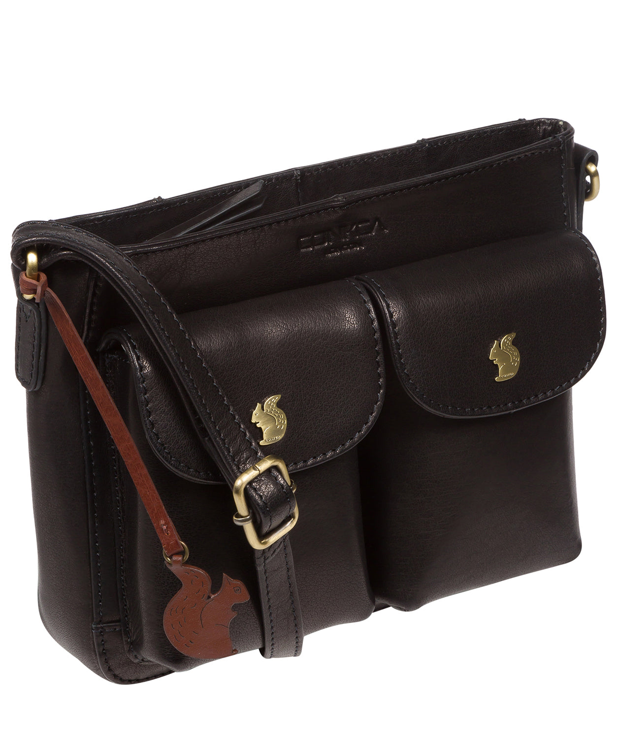 'Eski' Black Leather Cross Body Bag