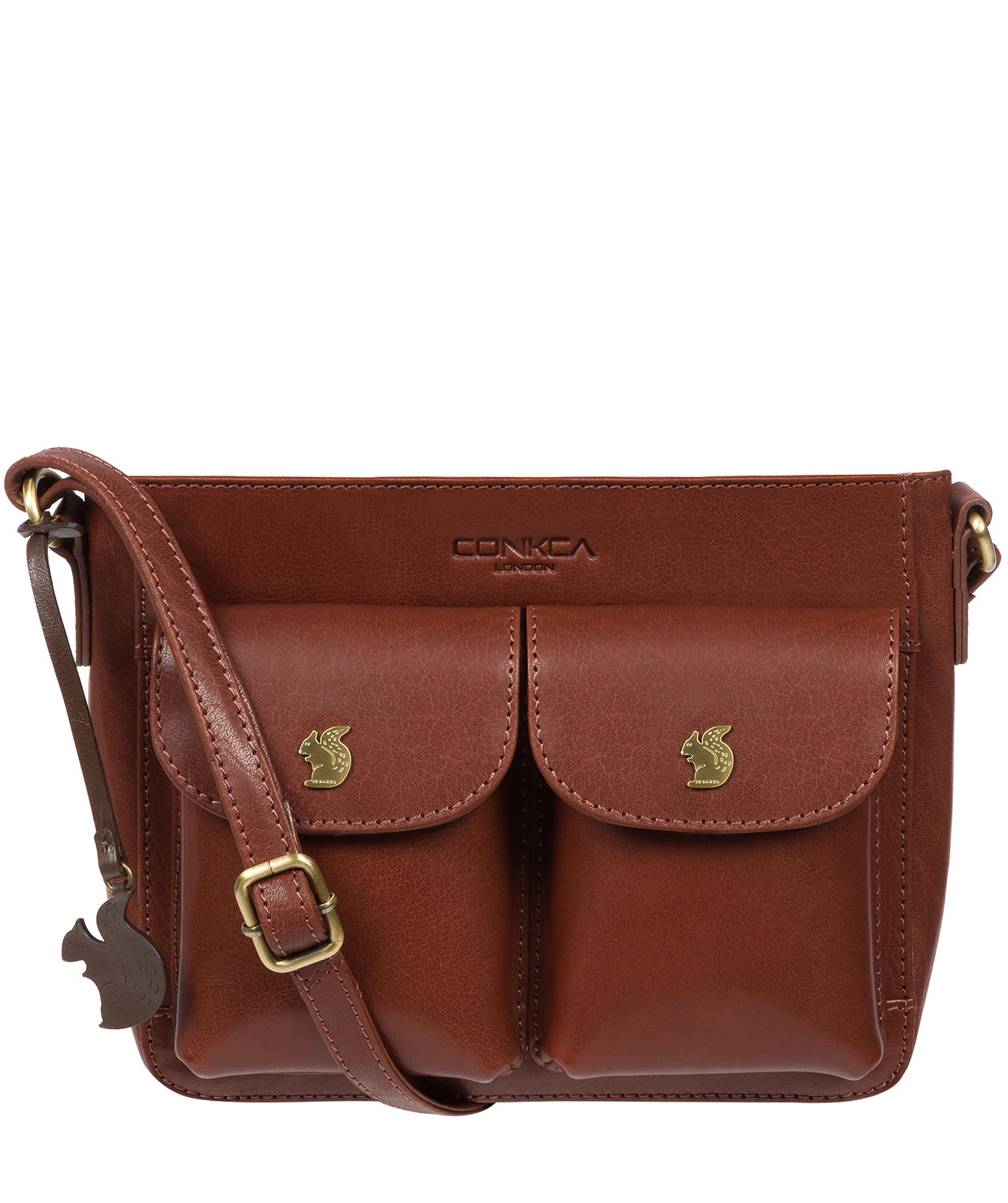 'Eski' Conker Brown Leather Cross Body Bag