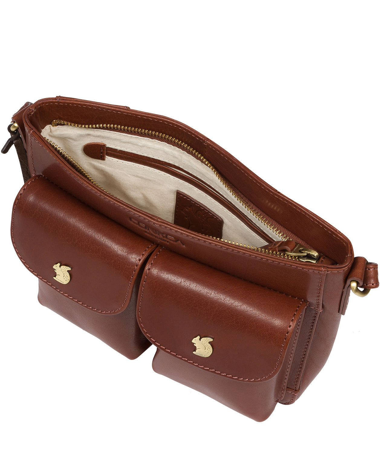 'Eski' Conker Brown Leather Cross Body Bag